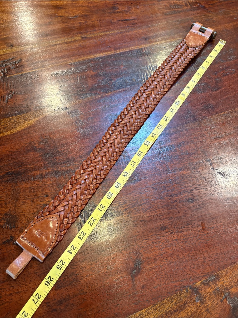 Vintage Ralph Lauren Braided Leather Wood Peg Waist Belt XXS/XS *As-Is* - Picture 10 of 12